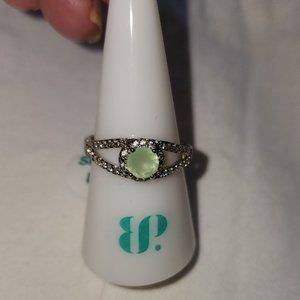 Lab Created Mint Green Opal | Rhodium Plating | Size 8